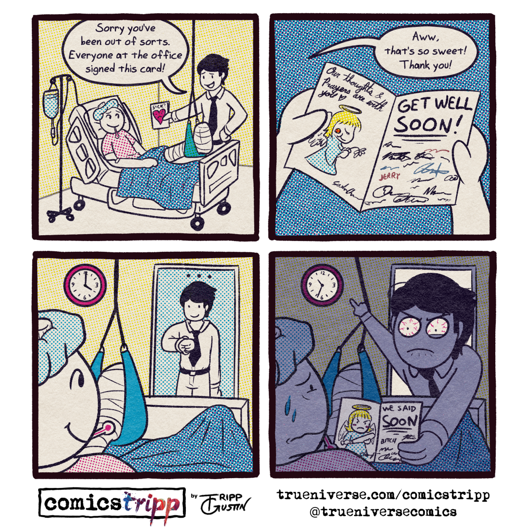 'Employees like you are why we have to buy these cards in pairs.' comicstripp