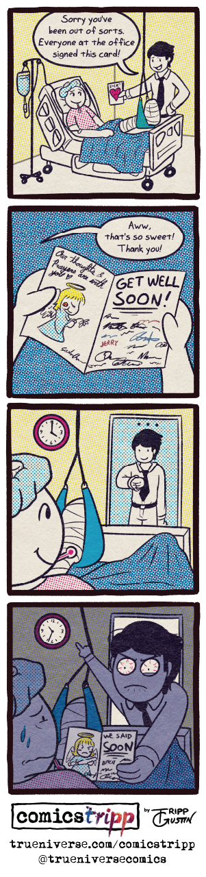 'Employees like you are why we have to buy these cards in pairs.' comicstripp